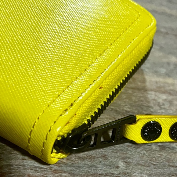 Zadig & Voltaire quilted canary yellow zippered wallet wristlet/ clutch - Picture 8 of 16